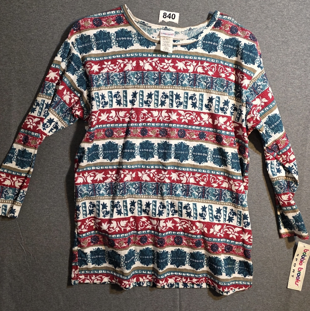 NWT Bobbie Brooks Multicolor Knit Long Sleeve Colorful Top